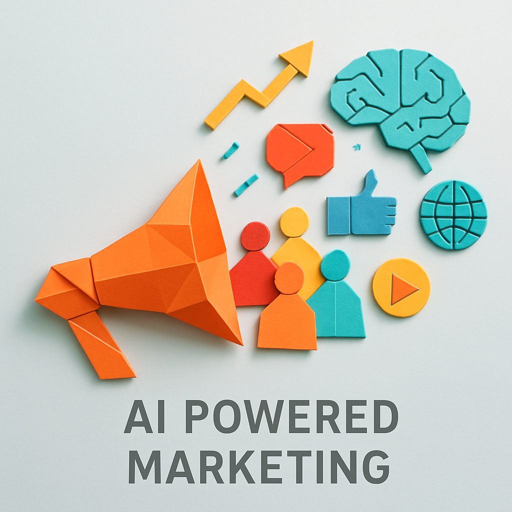 origami visuali repreesentation of expanded customer reach and engagment through AI powered marketing-1